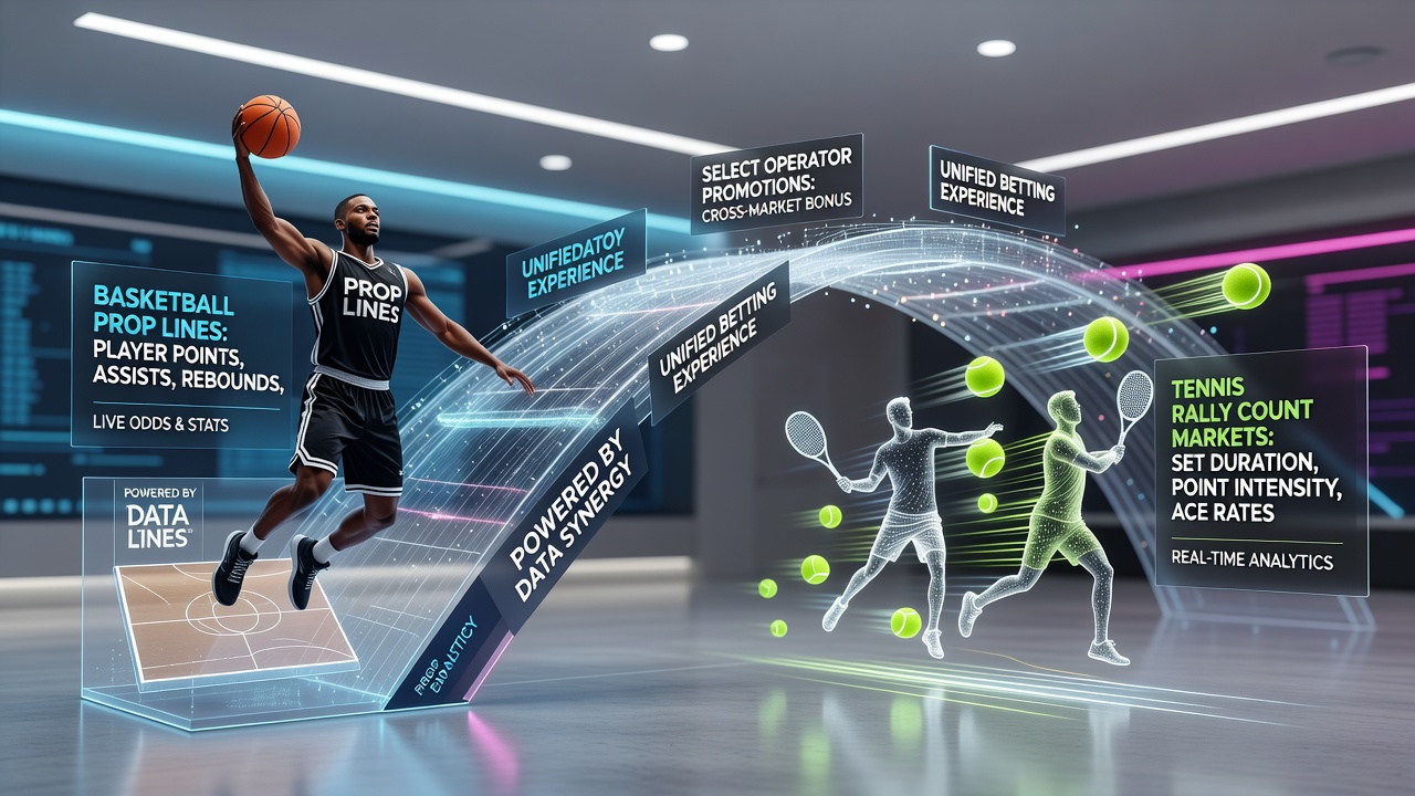 Operators display side-by-side basketball player props and tennis rally count markets during promotional campaigns