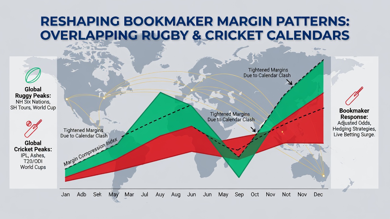 Bookmaker margin comparison chart for rugby versus cricket markets