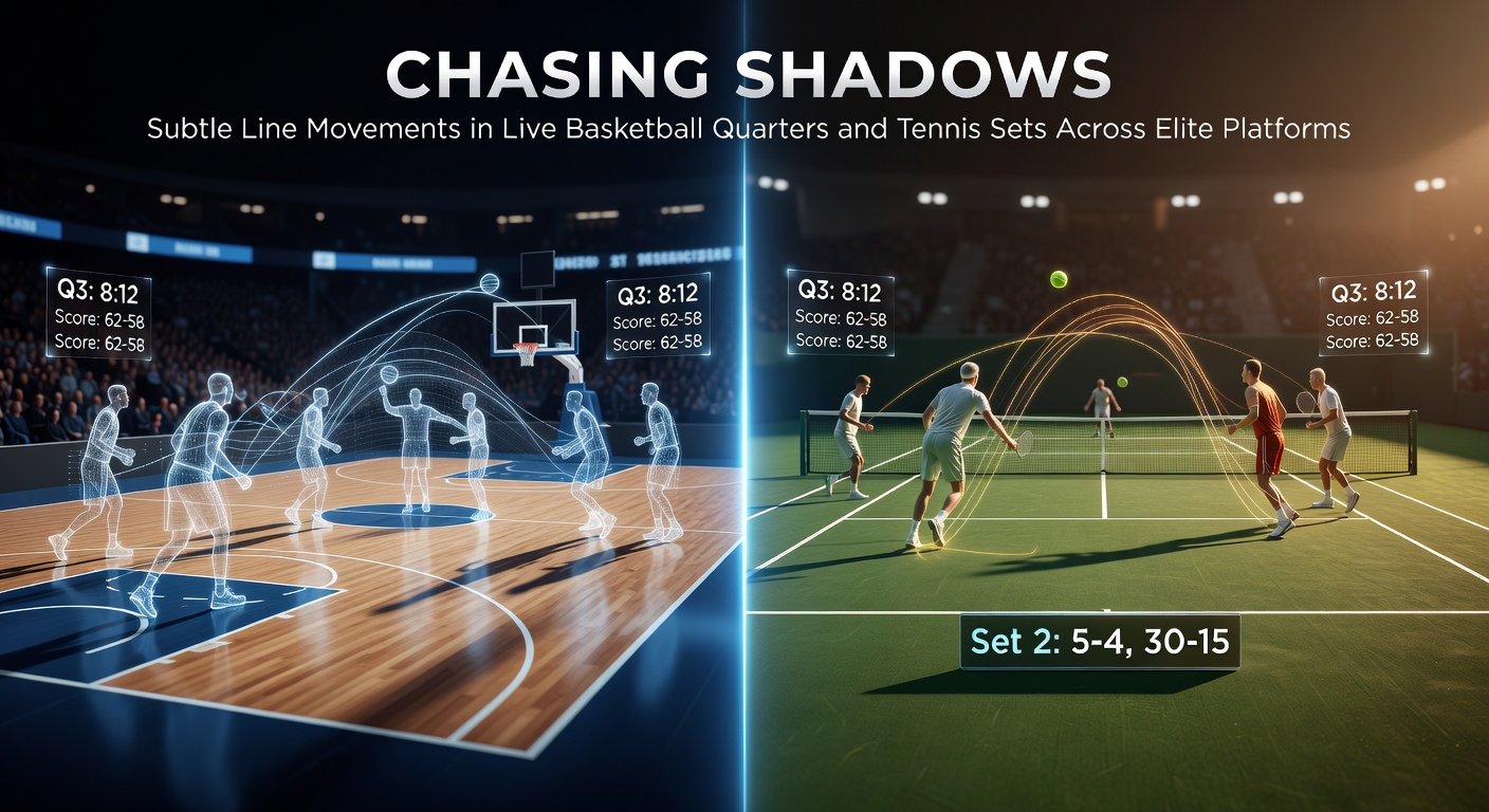 Dynamic graph illustrating subtle odds line shifts during a live NBA quarter, with lines creeping from -2.5 to -3.5 amid a scoring run