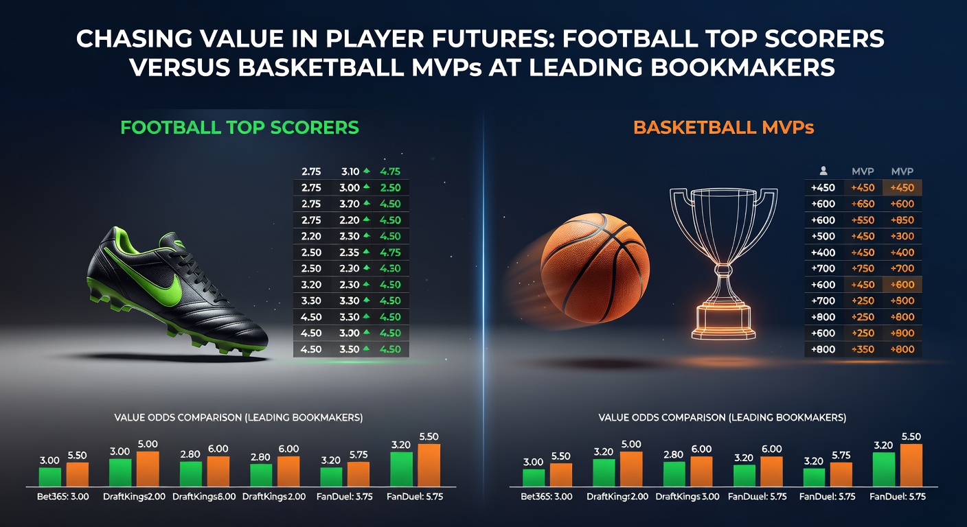 Visual breakdown of line movements for NBA MVP candidates and football top scorer favorites, with bookmaker comparisons from April 2026 data