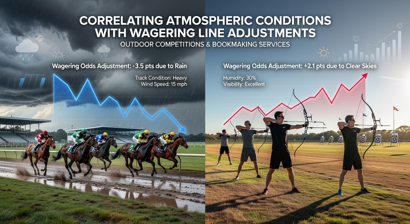 Atmospheric data overlays on outdoor sports fields showing wind patterns and temperature readings that influence live wagering adjustments