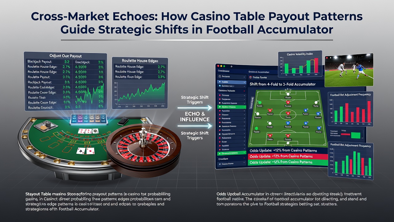 Digital interface showing football accumulator builder alongside casino payout trend graphs