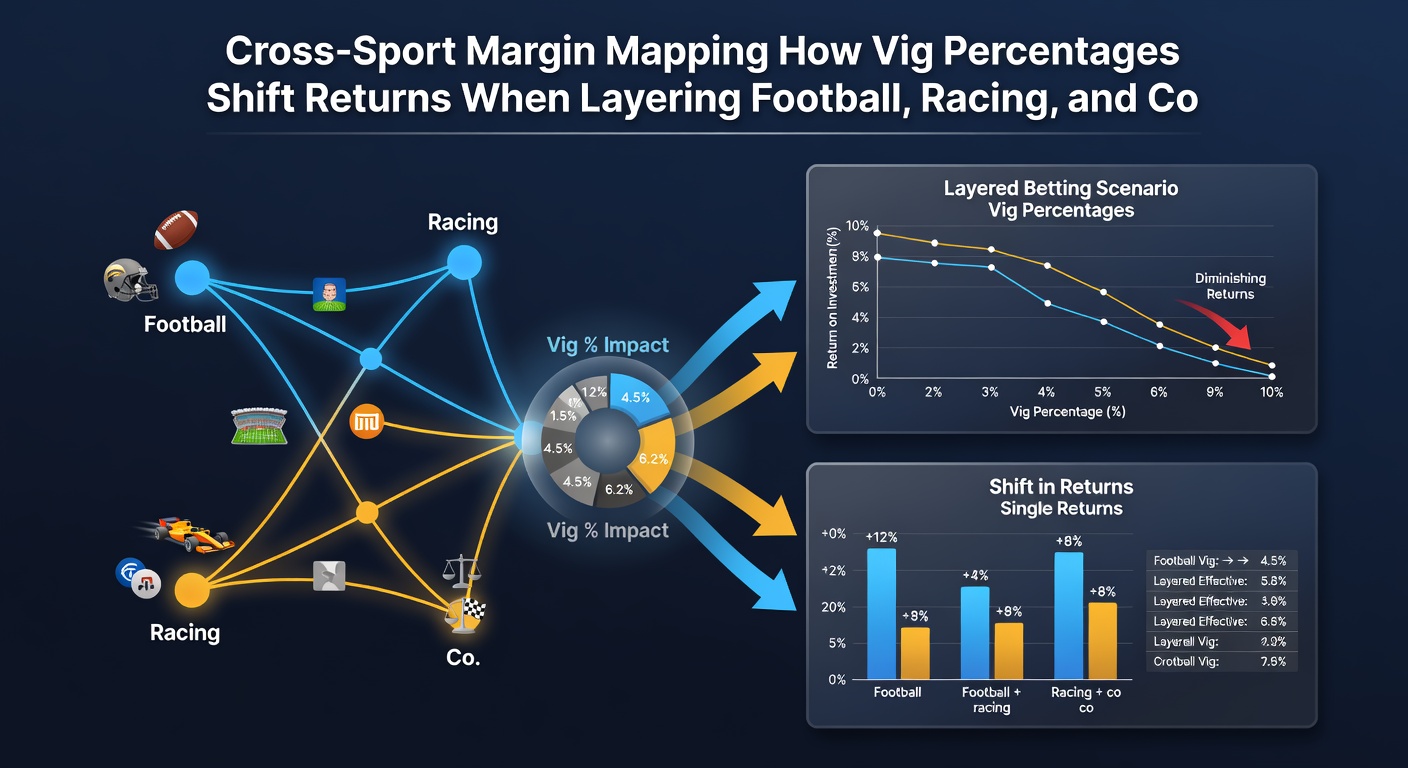 Chart showing vig percentage shifts across football, horse racing, and tennis accumulators at international bookmakers