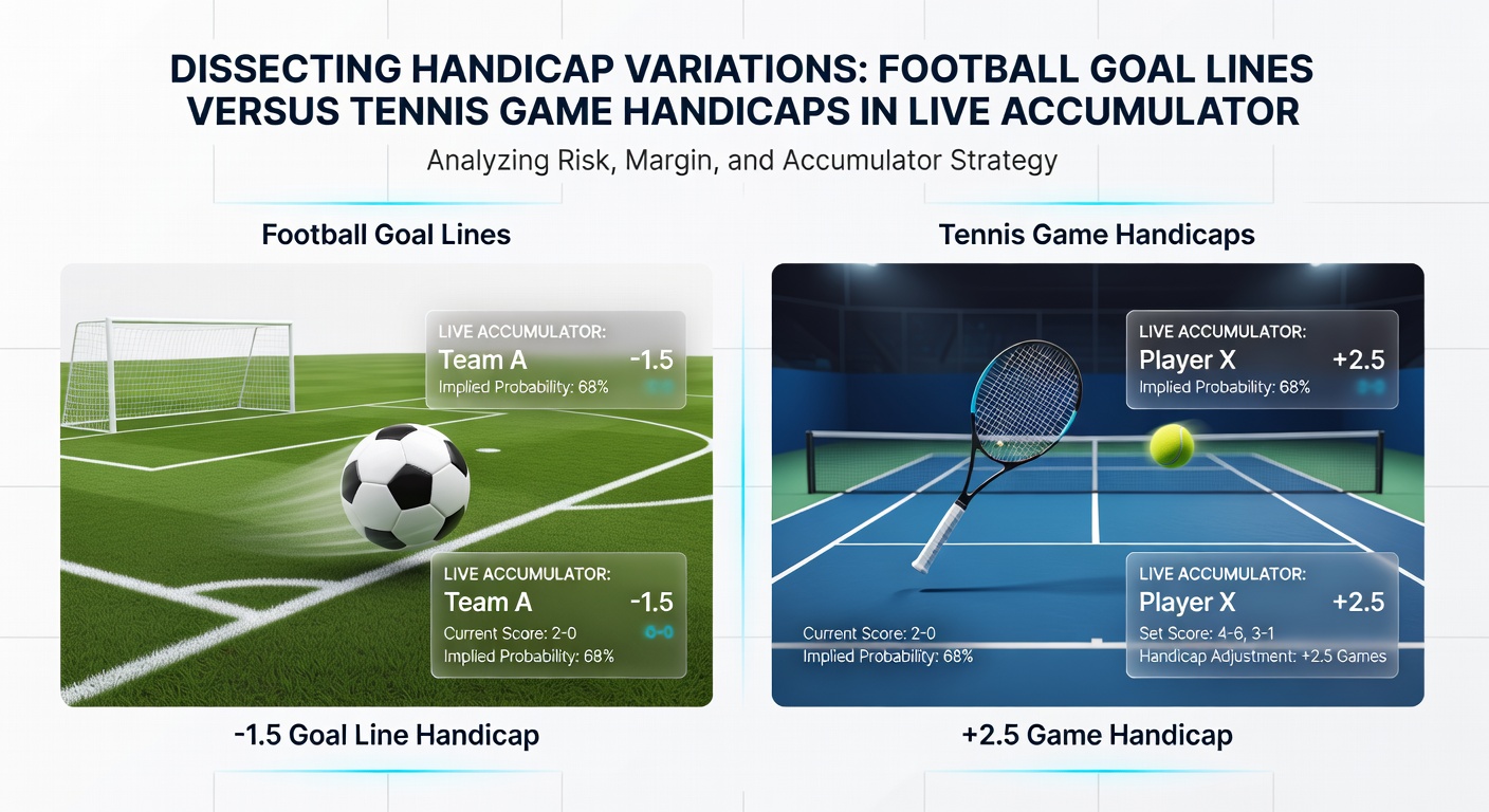 Tennis court action wth overlaid game handicap lines adjusting live during a break point