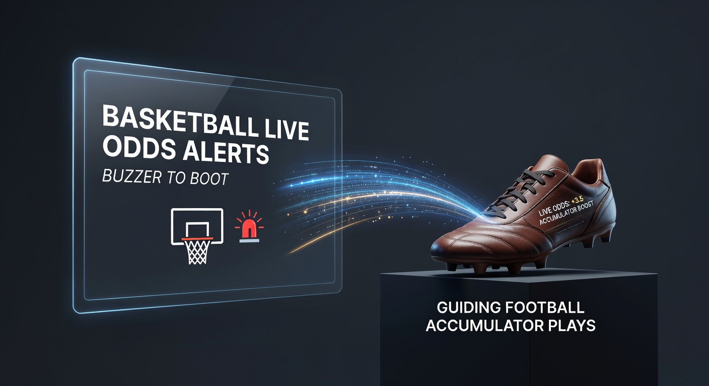 Dynamic scene of a basketball buzzer-beater shot morphing into a football player striking the ball with a boot, symbolizing cross-sport betting transitions