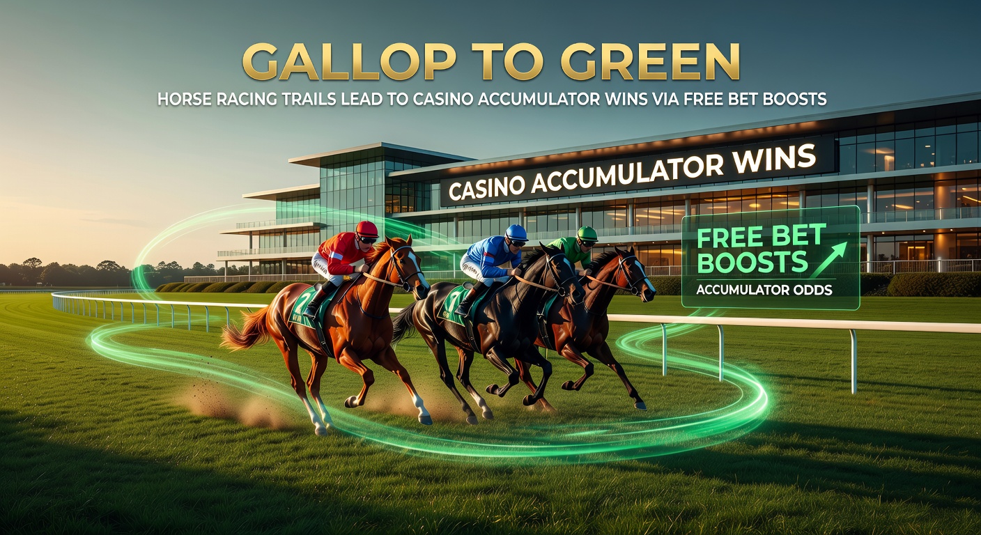 Casino accumulator bet screen showing horse racing free bet credits applied to multi-game parlay
