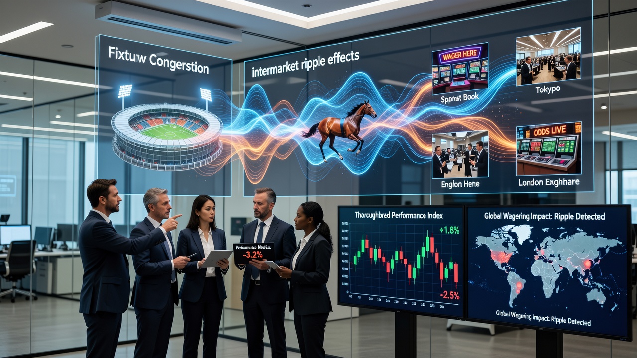 Global wagering venues showing interconnected betting markets between soccer and thoroughbred racing during periods of fixture congestion