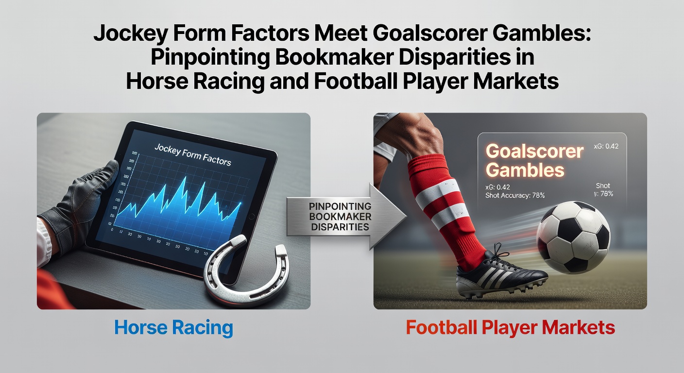 A jockey urging a horse forward in a tight race while a footballer celebrates a goal, highlighting the precision needed in both sports' betting markets