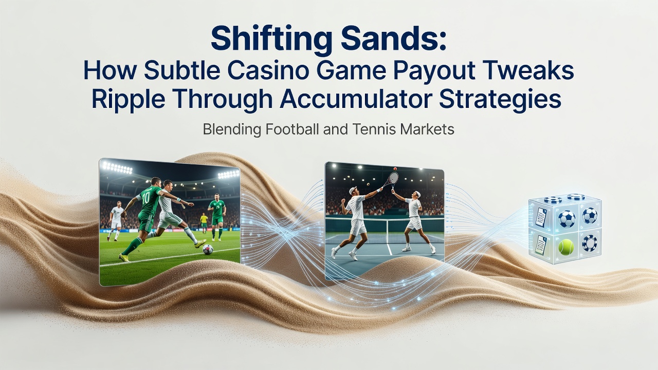 Casino payout adjustment charts overlaid with football and tennis accumulator bet slips showing market correlations